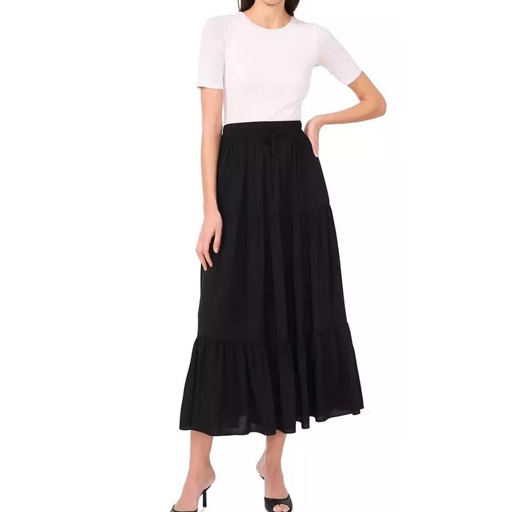 Nanette By Nanette Lepore Women's Tiered Midi Skirt Black Size Medium